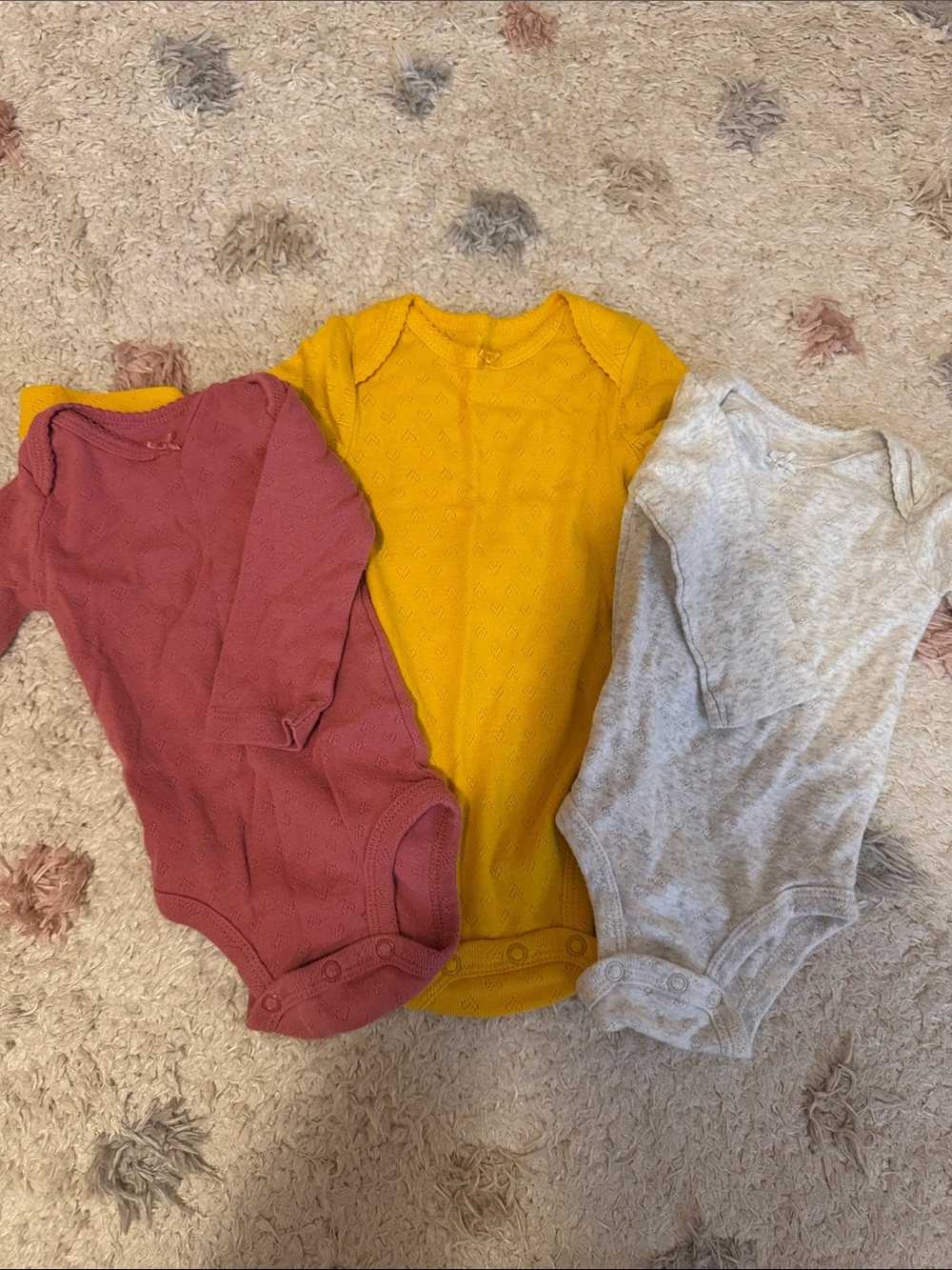 Carter’s Baby One-Piece Long Sleeve Bodysuit - Mustard, Rose, Heather Gray